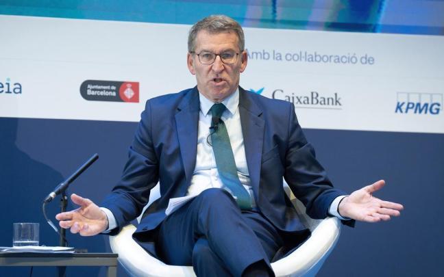El líder de PP, Alberto Núñez Feijóo, ayer en la reunión del Cercle d’Economia.