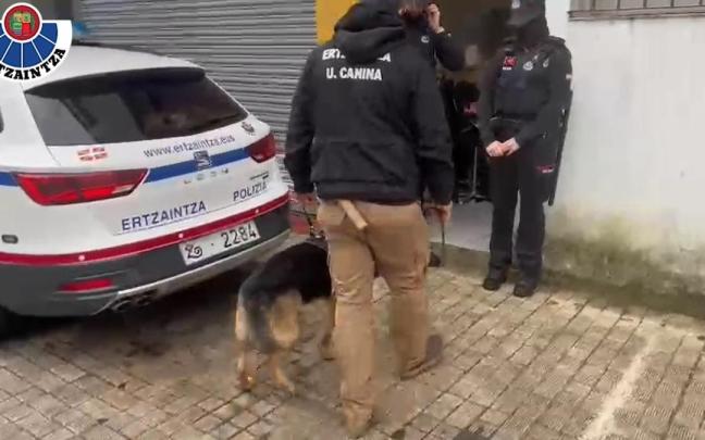 Registro de un local en Hernani, donde han sido halladas diversas cantidades de droga