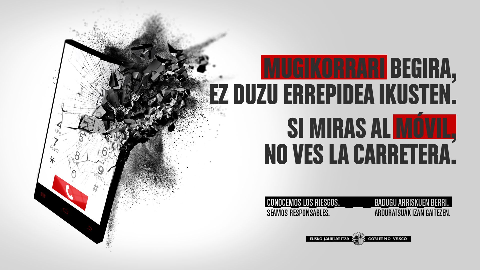 Cartel de la campaña de la vigilancia de las distracciones al volante.