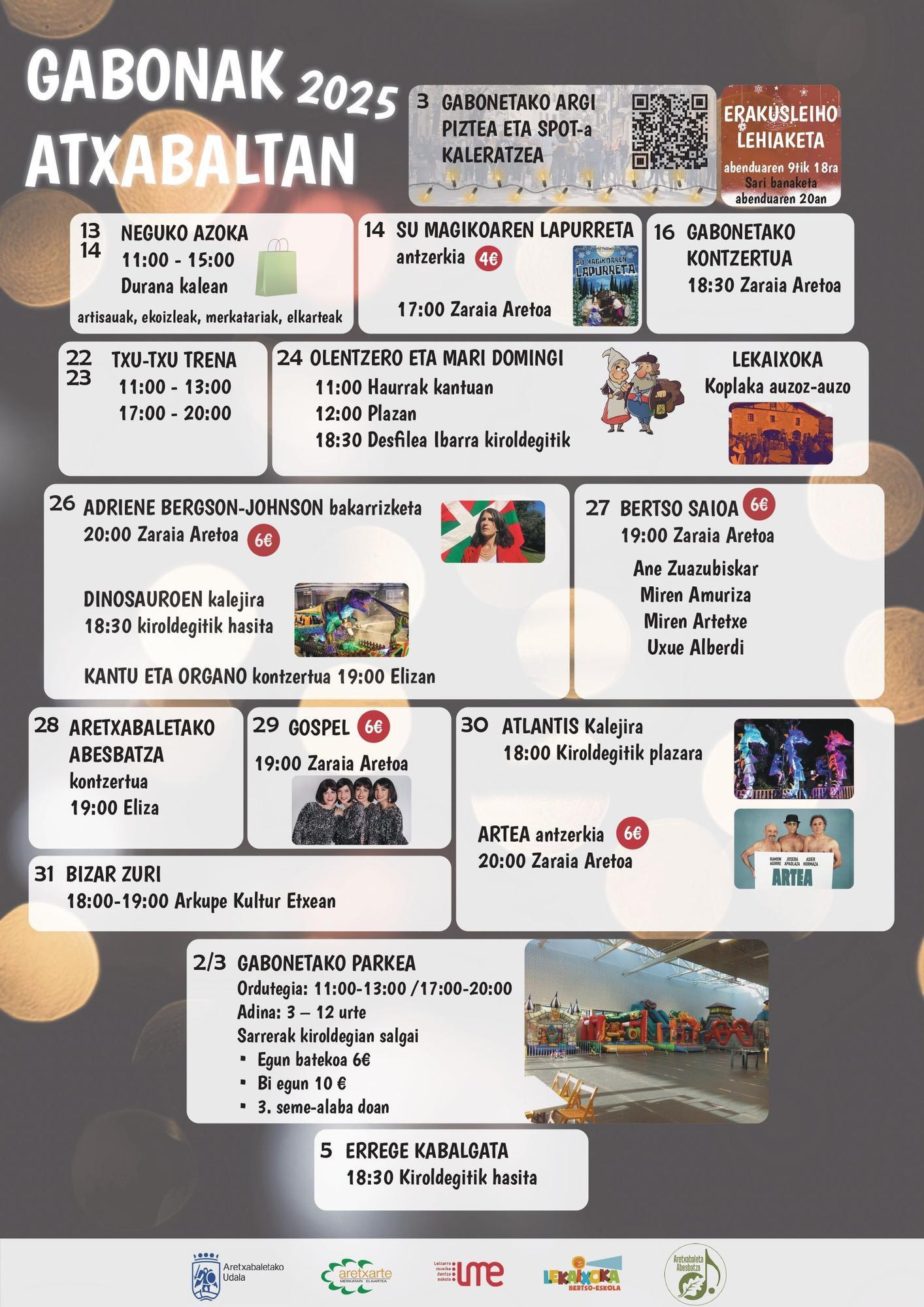 Cartel de las actividades programadas para Navidad.