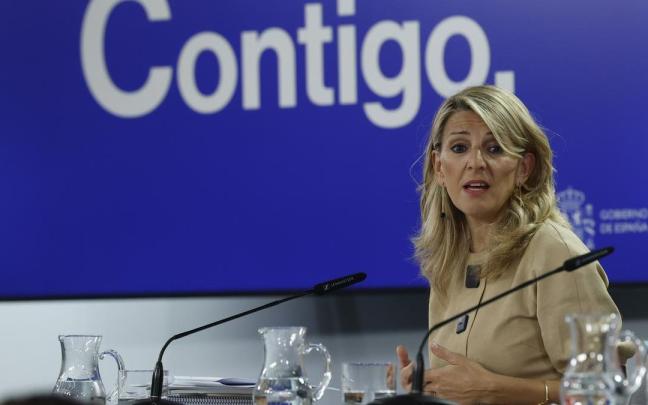 Yolanda Díaz durante la rueda de prensa posterior al Consejo de Ministros.