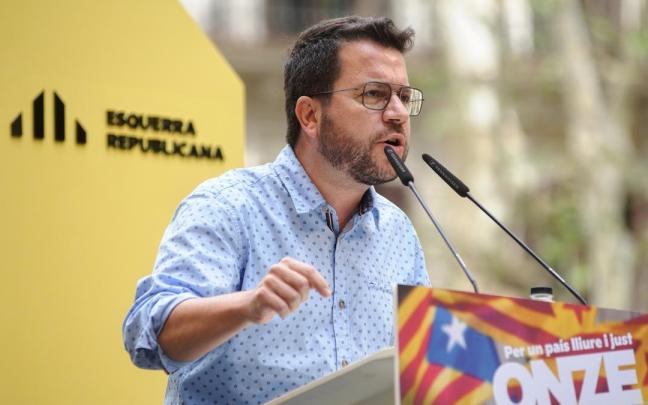 Aragonès, durante un acto de ERC en la Diada.