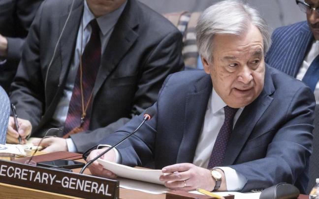 El secretario general de la ONU, Antonio Guterres, interviniendo ante el Consejo de Seguridad El secretario general de la ONU, Antonio Guterres, interviniendo ante el Consejo de Seguridad