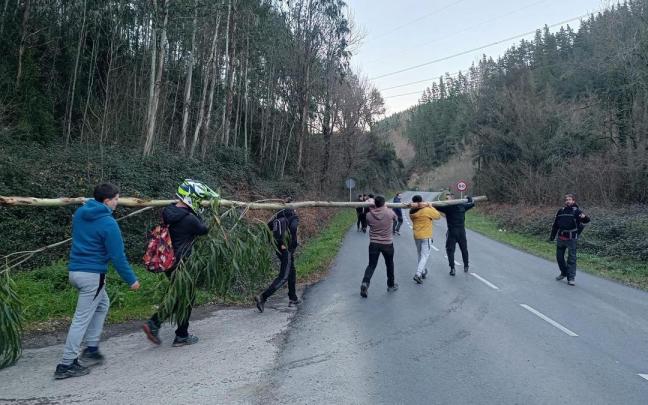 Bajada del árbol por Sansebasti en Okondo