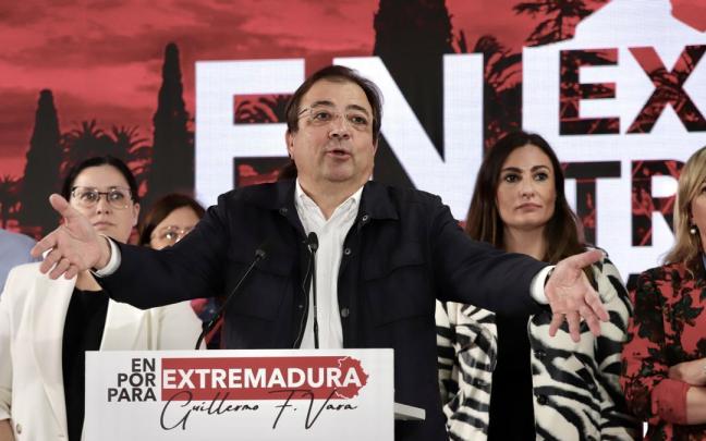 Fernández Vara comparece tras conocer los resultados de las elecciones del 28M.