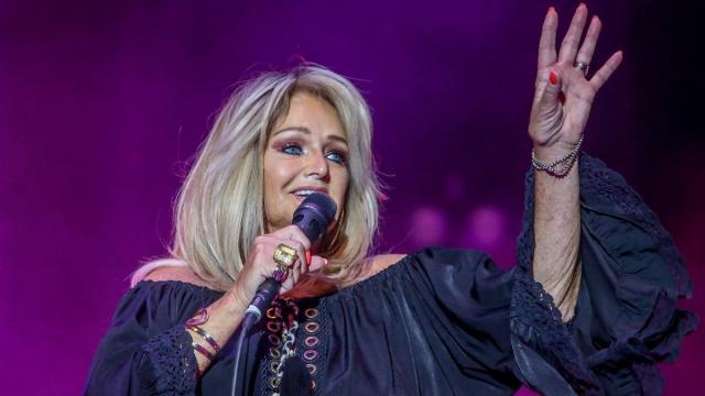 Bonnie Tyler en pleno concierto en Madrid.