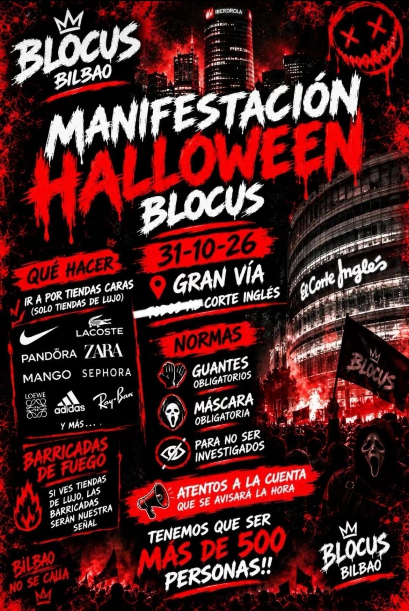 Imagen de uno de los llamamientos realizados por 'Blocus' para este sábado.