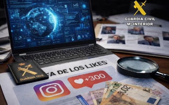 La Guardia Civil ha detenido a cinco personas como presuntos autores de la estafa de los likes, ofrecer trabajos bien remunerados a cambio de ir pidiendo cantidades de dinero a sus víctimas.