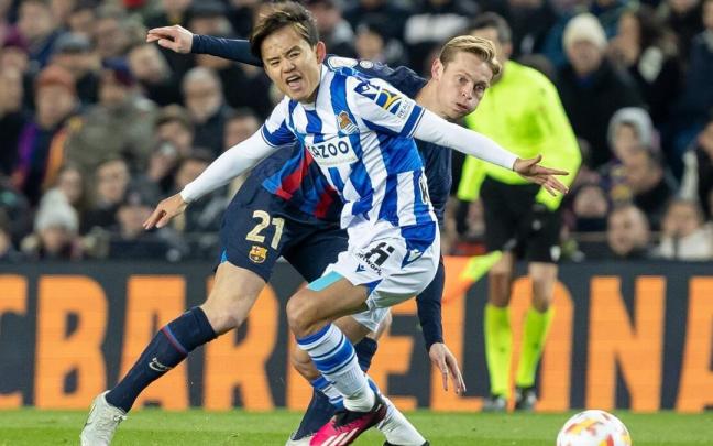 Kubo y De Jong, en el encuentro de Copa de esta temporada. / DPA VÍA EUROPA PRESS