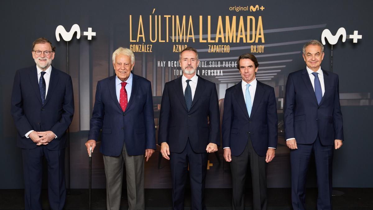 Felipe González, Aznar, Zapatero y Rajoy recuerdan sus años al frente del Gobierno en el tráiler de 'La última llamada'.