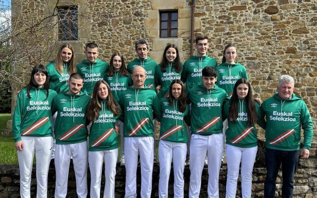 Integrantes de la selección vasca de pelota, en la presentación de un torneo.