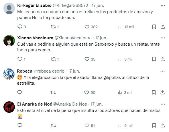 Algunos de los comentarios al post.