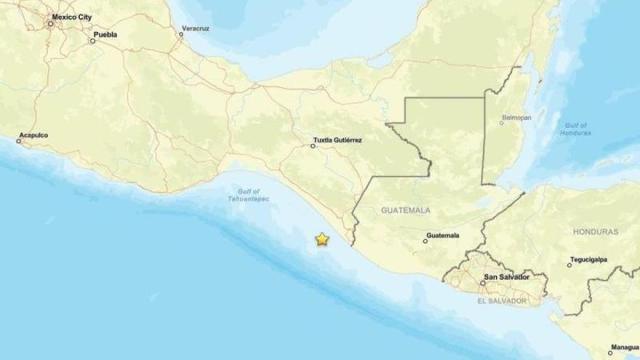 Seísmo cerca de la costa de Chiapas (México) declarado el 17 de julio de 2026.
