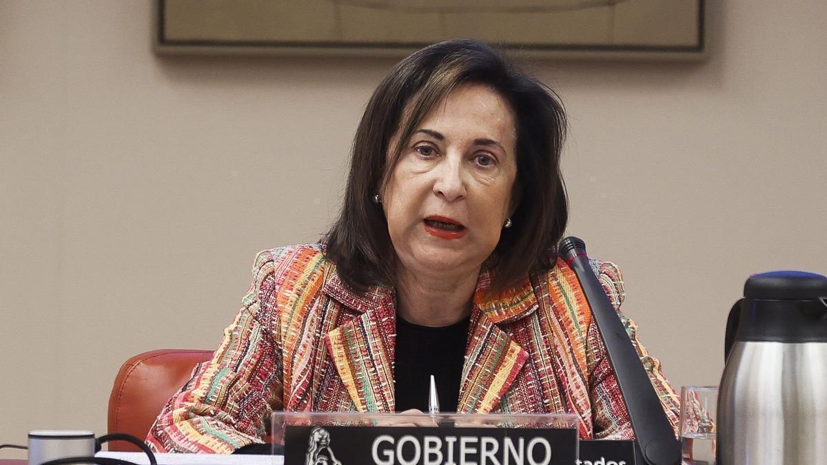 Margarita Robles durante su comparecencia en la Comisión Mixta de Seguridad Nacional del Congreso.