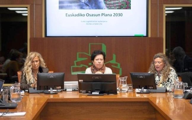 Gotzone Sagardui, a la derecha, durante su intervención en la Comisión de Salud. Gotzone Sagardui, a la derecha, durante su intervención en la Comisión de Salud.