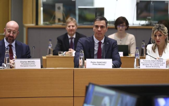 Pedro Sánchez y Yolanda Díaz, en la cumbre tripartita de Bruselas Pedro Sánchez y Yolanda Díaz, en la cumbre tripartita de Bruselas