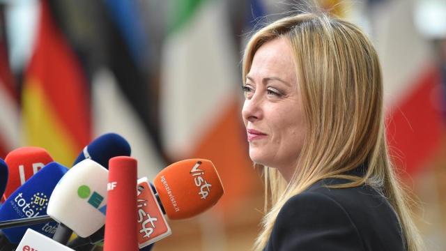 La primera ministra de Italia, Giorgia Meloni, durante la última cumbre europea. La primera ministra de Italia, Giorgia Meloni, durante la última cumbre europea.