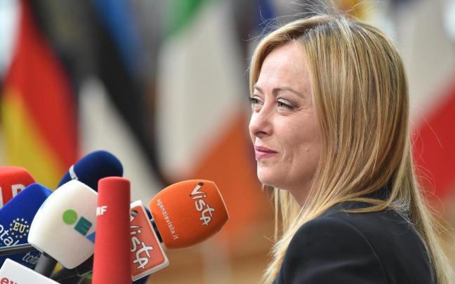 La primera ministra de Italia, Giorgia Meloni, durante la última cumbre europea.