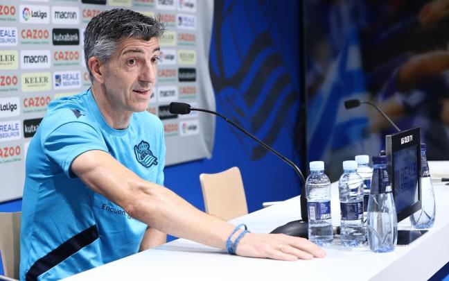 Imanol Alguacil, durante la rueda de prensa. / REAL SOCIEDAD