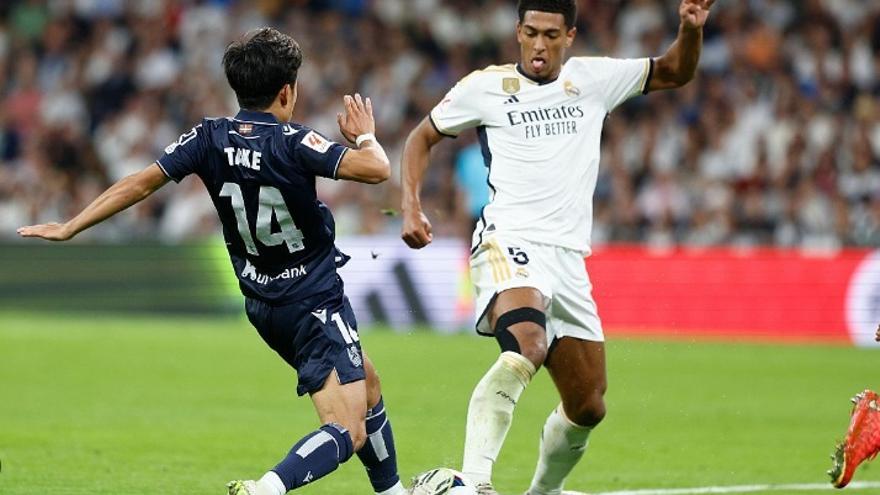 Kubo y Bellingham, durante el duelo en el Bernabéu, el pasado curso. / N.G.