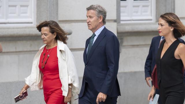 El presidente del PP, Alberto Núñez Feijóo, a su llegada al acto solemne de apertura del año judicial 2026-2027.