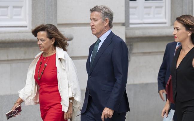 El presidente del PP, Alberto Núñez Feijóo, a su llegada al acto solemne de apertura del año judicial 2026-2027.