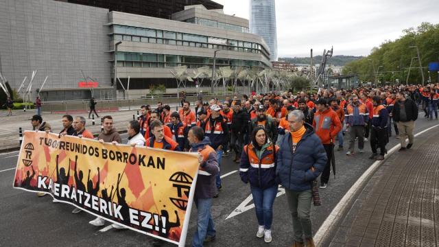 Manifestación de los trabajadores de Tubos Reunidos en Bilbao.