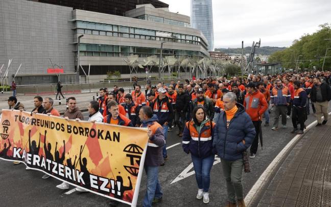Manifestación de los trabajadores de Tubos Reunidos en Bilbao.