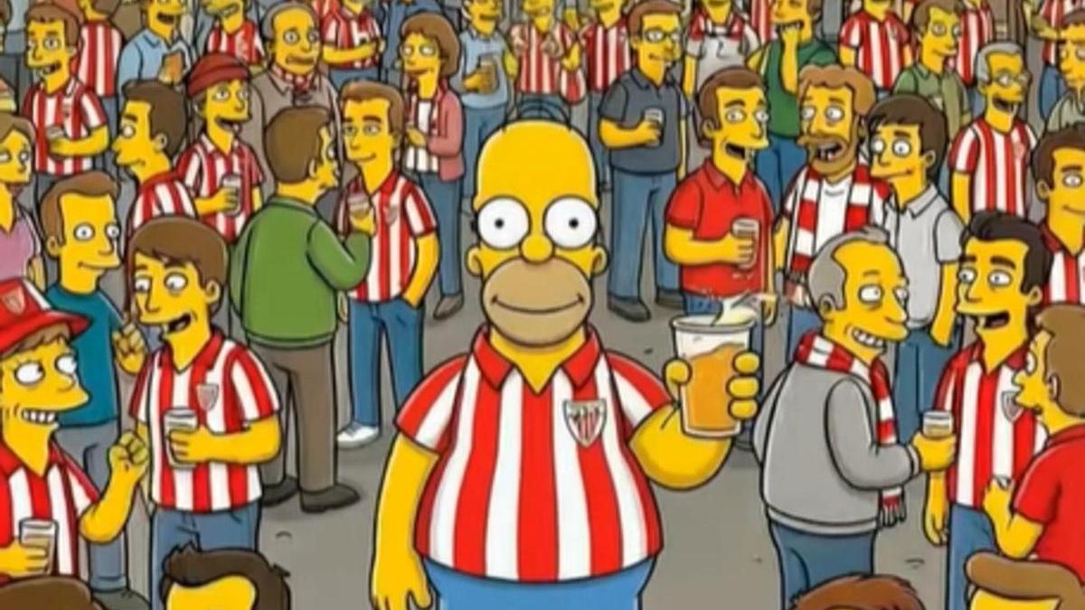 Homer Simpson con la afición del Athletic