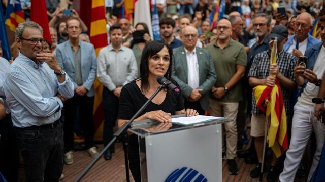 Silvia Orriols, fundadora y líder de Aliança Catalana, en su intervención durante la celebración de la Diada de 2025 en Barcelona.