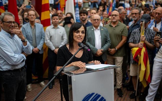 Silvia Orriols, fundadora y líder de Aliança Catalana, en su intervención durante la celebración de la Diada de 2025 en Barcelona.