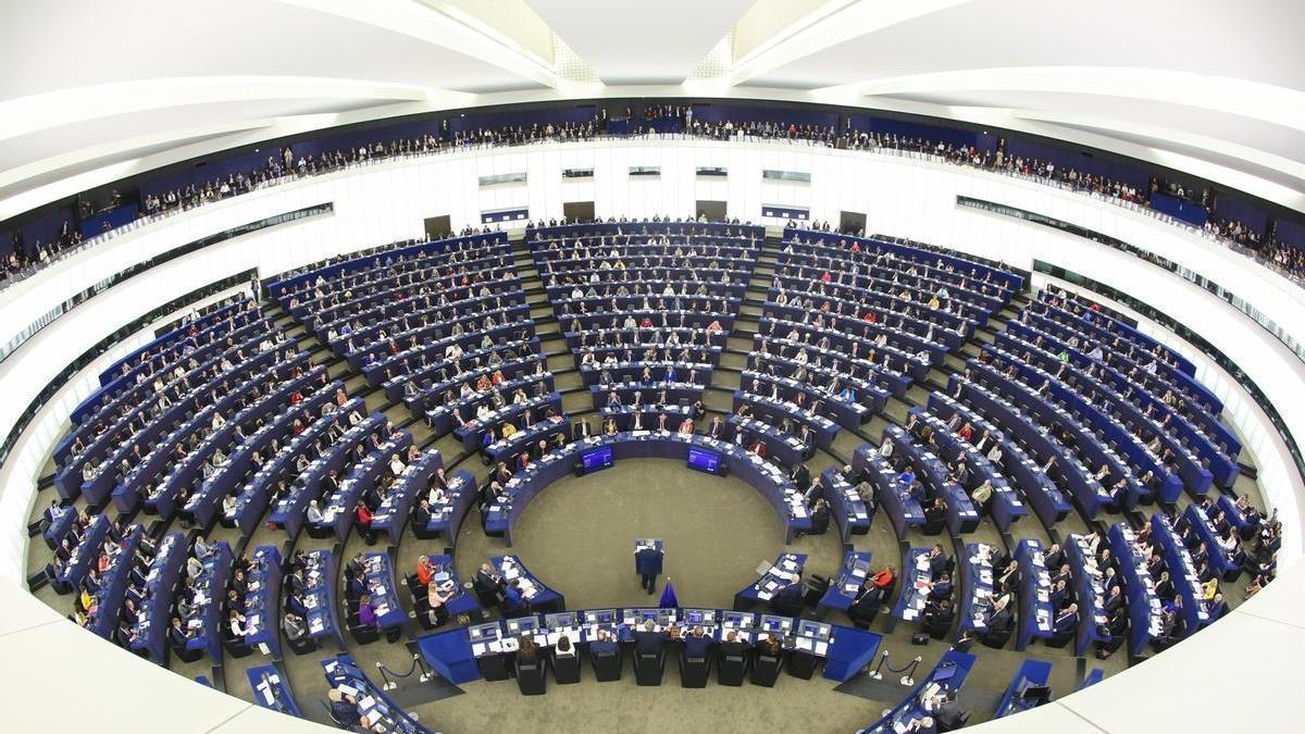 Interior del Pleno del Parlamento Europeo en Estrasburgo.