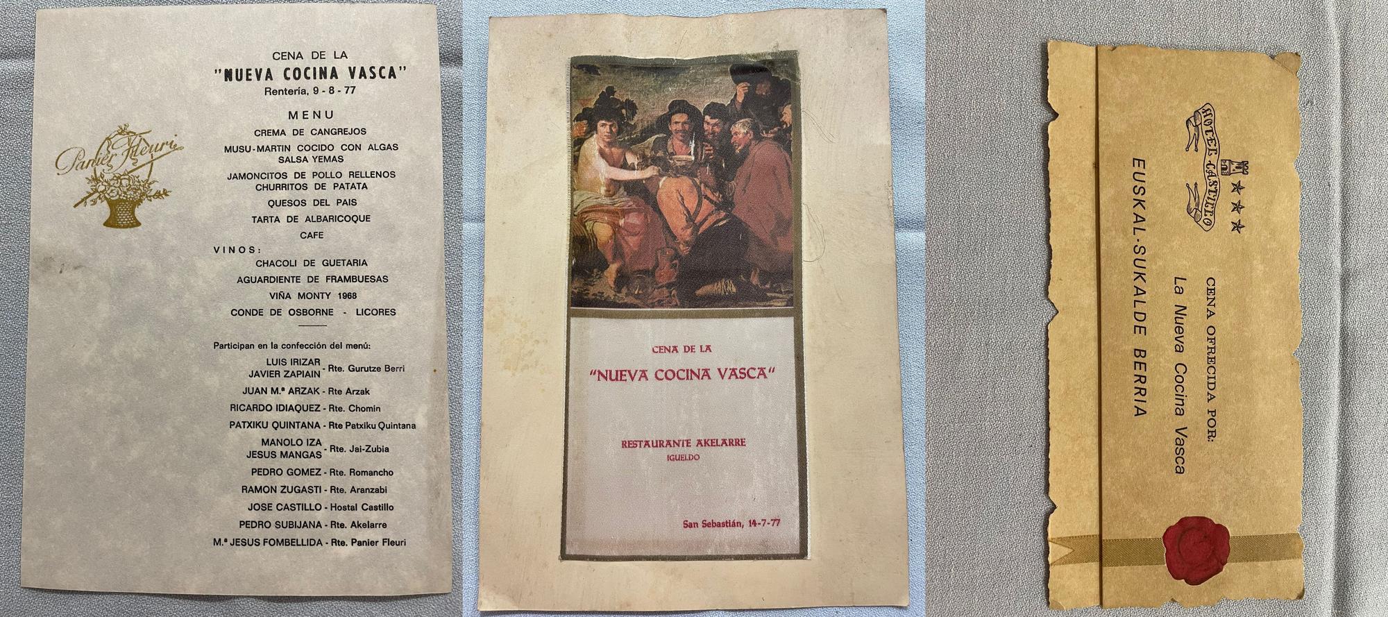 Cartas y menús antiguos de las primeras reuniones de este movimiento gastronómico.