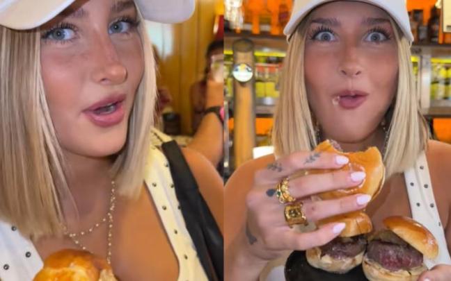 Sara Álvarez prueba pintxos en Bilbao