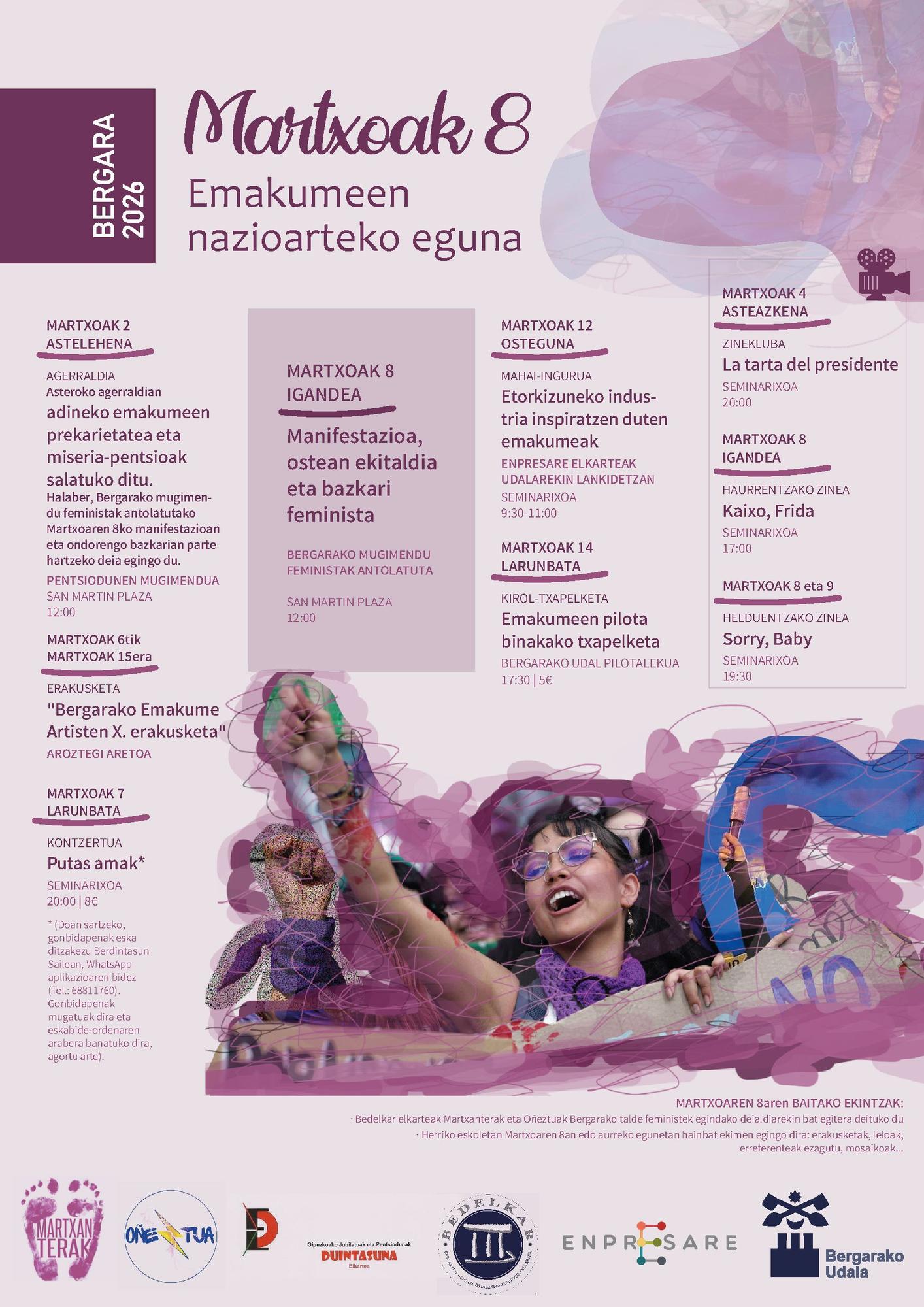 Programa completo organizado en torno al 8 de Marzo.