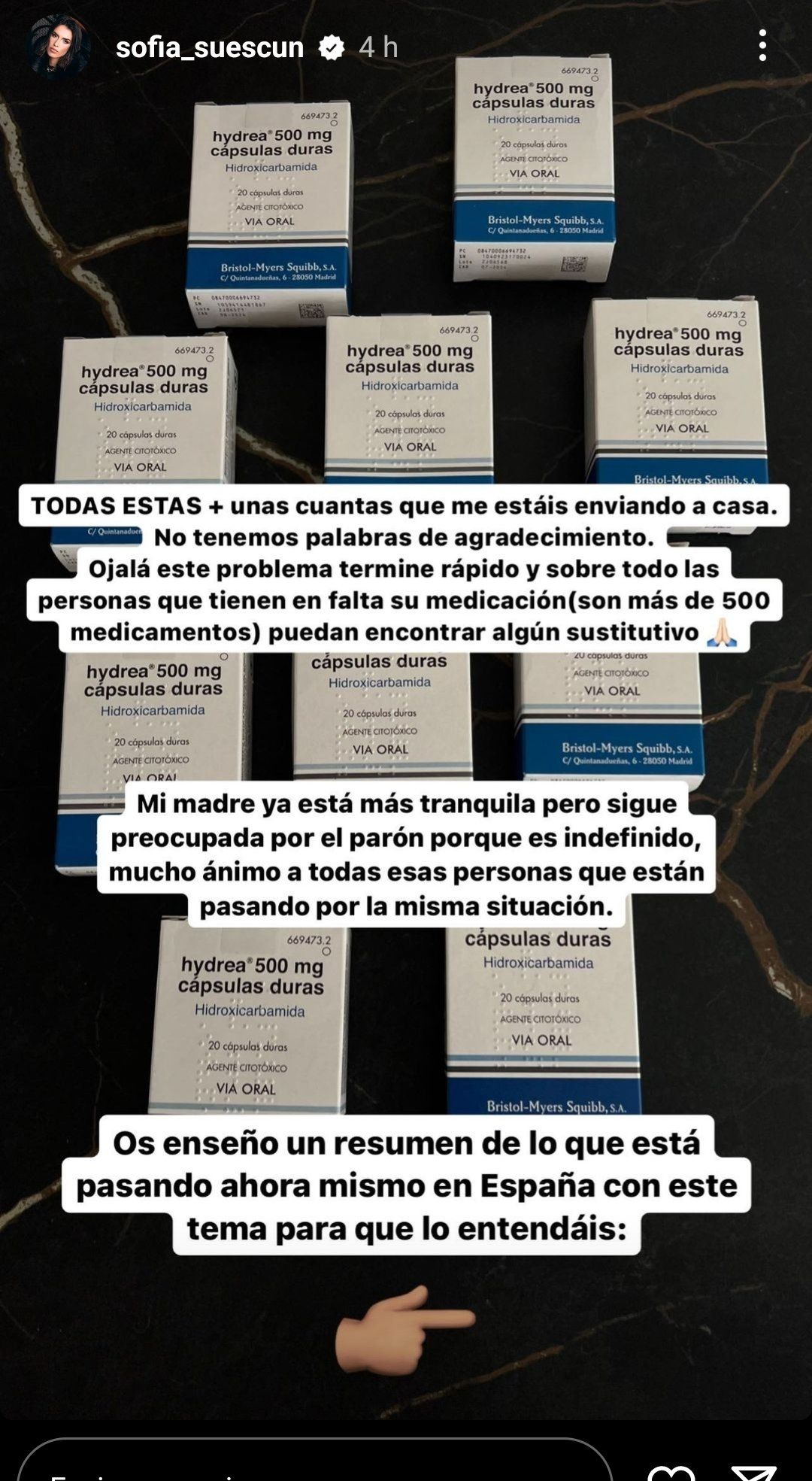 La historia de Sofía Suescun con las cajas de medicamentos.