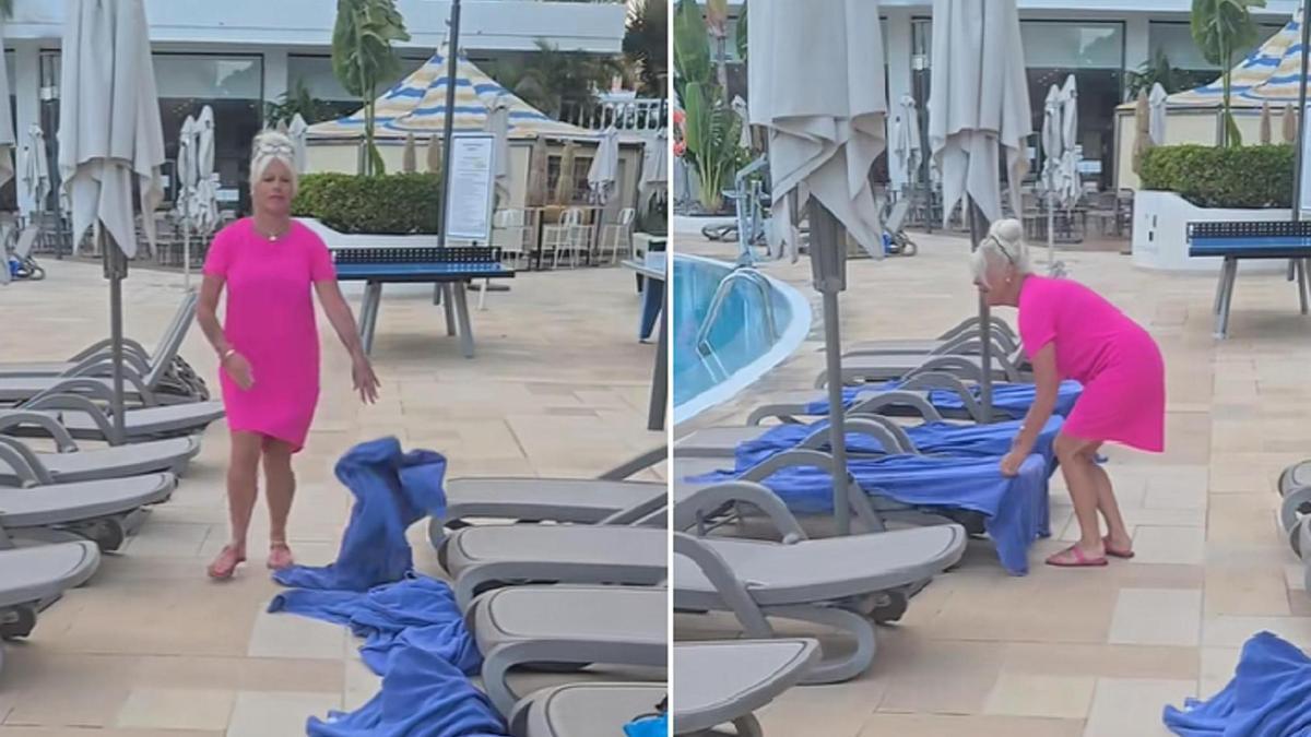 Rachael Rogers es la turista que protagoniza uno de los vídeos más virales del momento: se "venga" de los otros turistas de su hotel, harta de que reserven tumbonas en su hotel de Tenerife.