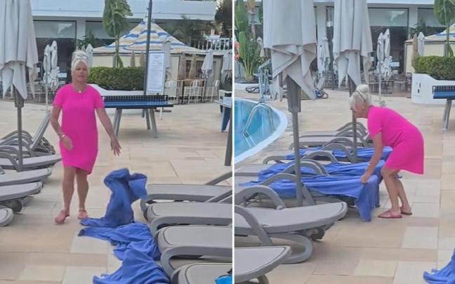 Rachael Rogers es la turista que protagoniza uno de los vídeos más virales del momento: se "venga" de los otros turistas de su hotel, harta de que reserven tumbonas en su hotel de Tenerife.