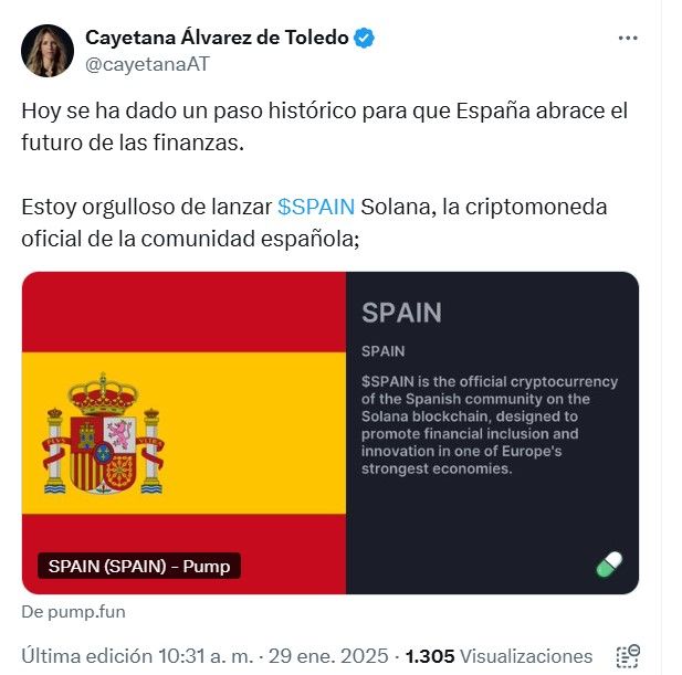 Pantallazo de uno de los mensajes del perfil de X de Álvarez de Toledo.