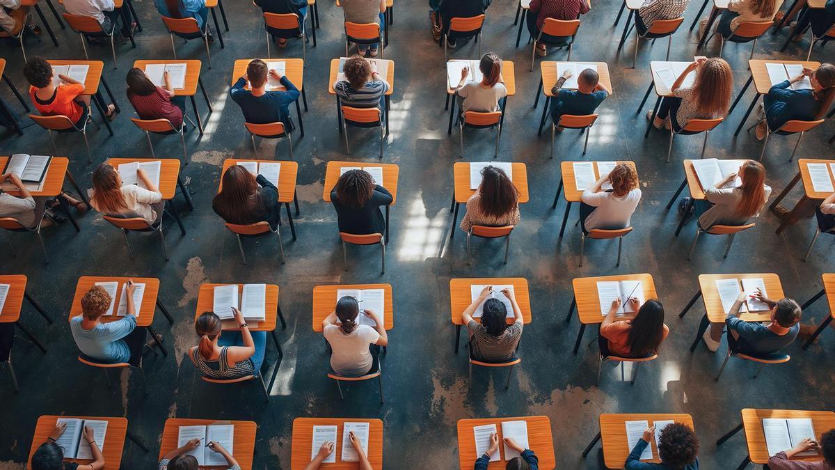 Un grupo de estudiantes universitarios en clase