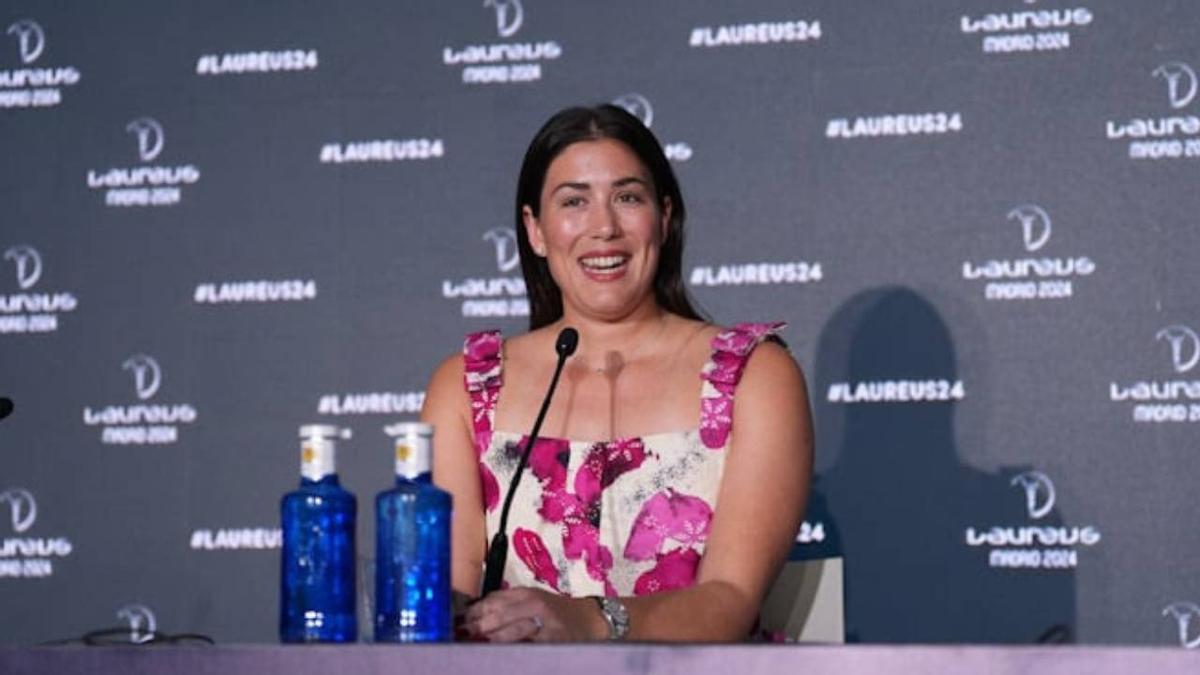 Garbiñe Muguruza durante el anuncio de su retirada.
