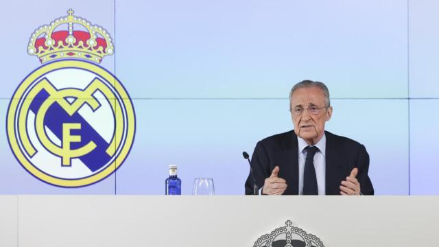 Florentino Pérez durante la rueda de prensa del martes.