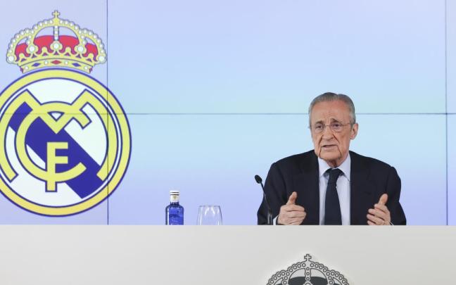 Florentino Pérez durante la rueda de prensa del martes.