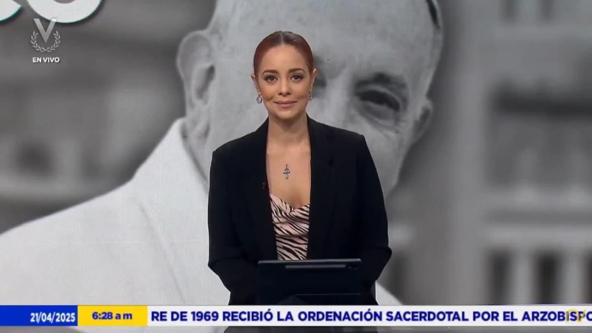 La periodista, en el momento de su equivocación.