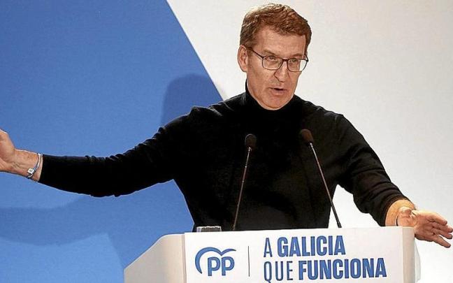 Alberto Núñez Feijóo, durante un reciente mitin con motivo de las elecciones gallegas.