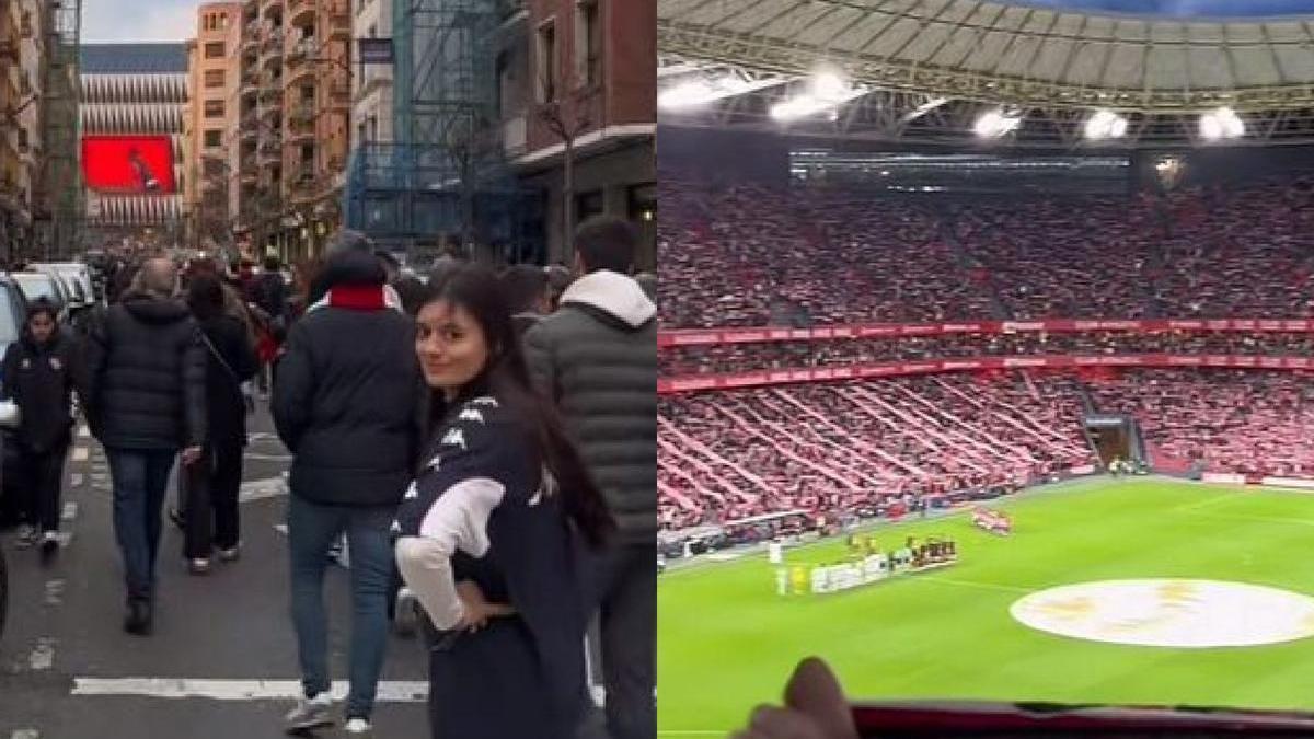 Imágenes del vídeo de Irene en su primer partido en San Mamés