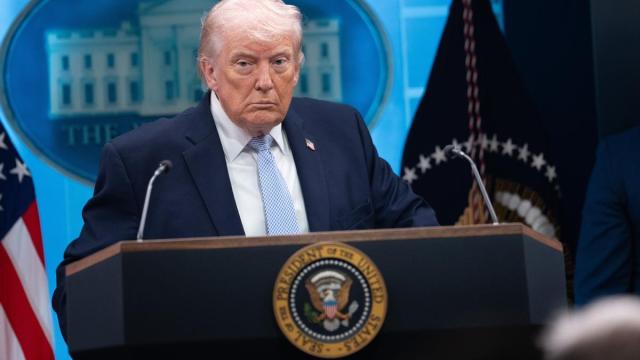 Trump, durante su comparecencia.