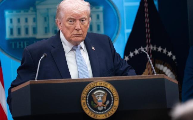 Trump, durante su comparecencia.