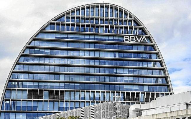 Fachada del edificio ‘La Vela’, en la ciudad del BBVA. / E. P. Fachada del edificio ‘La Vela’, en la ciudad del BBVA.