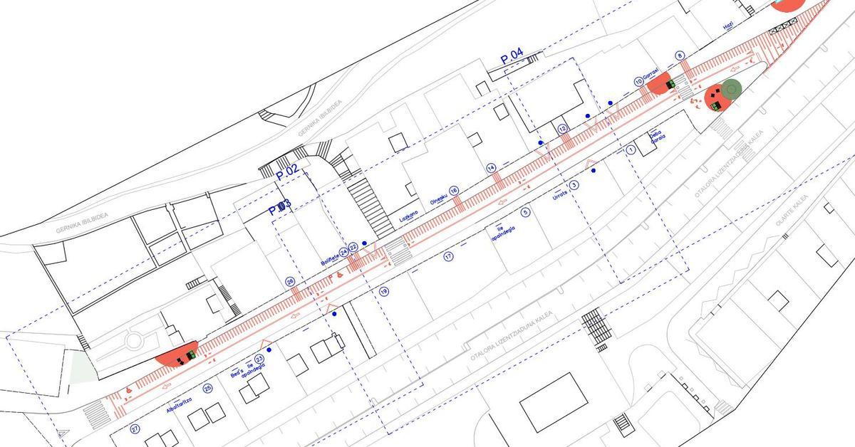 Plano que dibuja la nueva ordenación de la calle Zarugalde.